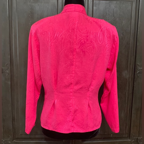 Vintage Collections by Michelle Stuart pink 100% Silk blouse- size Large - Picture 3 of 13